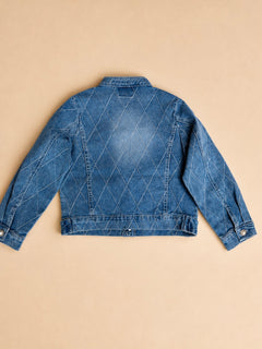 Giacca in denim trapuntato con dettagli gioiello